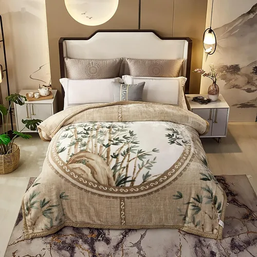 Miniatura 15 de LGYKUMEG Manta pesada de visón coreano, tamaño Queen de 79 x 91 pulgadas, sedosa suave y cálida, manta de cama Raschel reversible de 2 capas, 9