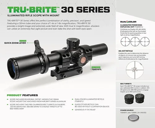 Miniatura 9 de Truglo TRU Brite Scope, Black Mil-Dot Illiminado