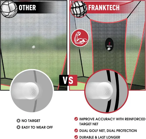Miniatura 3 de Red de práctica de golf, red de campo de conducción resistente con objetivo de astillado de alto impacto, incluye bolsa de transporte y pelotas