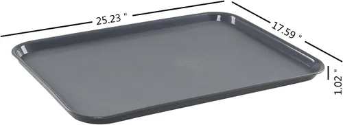 Miniatura 2 de 6 paquetes de bandejas de plástico grandes grises, bandejas multiusos de 25.23 x 17.59 pulgadas