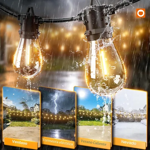Miniatura 4 de addlon Cadena de luces solares de 54 pies (48+6) para exteriores, impermeables con carga USB y control remoto - Luces de patio con energía solar