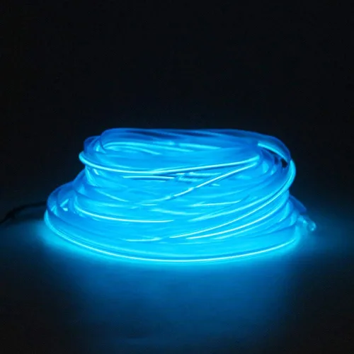 Miniatura 2 de Cable electroluminiscente de luz de neón de 16 pies y 12 V con protección de fusible para decoración interior de automóvil con borde de costura