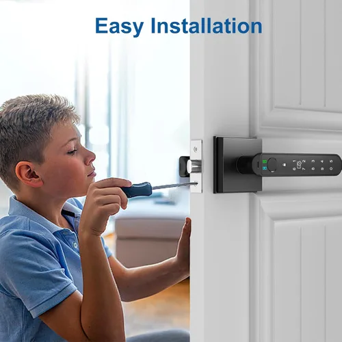 Miniatura 7 de Foxgard Cerradura de Puerta Inteligente con Huella Dactilar: Perilla de Puerta con Huella Dactilar - Cerradura de Puerta Biométrica 5 en 1 con Negro