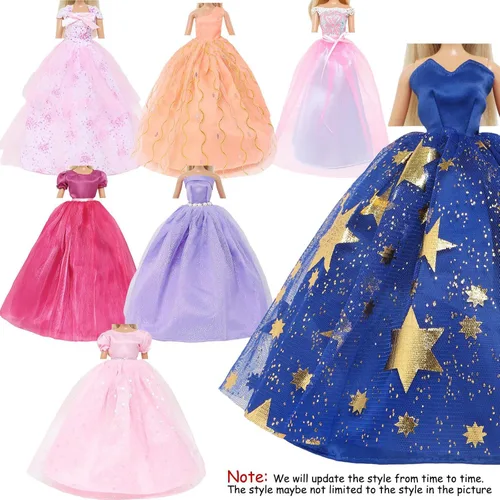 Miniatura 2 de 5 piezas de vestido de novia hecho a mano vestido de fiesta para niña de 11.5 pulgadas muñeca accesorios de ropa al azar conjunto de ropa