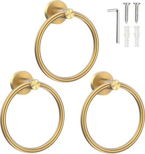 Miniatura 9 de SetSail Toallero de acero inoxidable con rosca para pared de baño, toallero de mano de acero inoxidable para baño, agujero de taladro de cocina