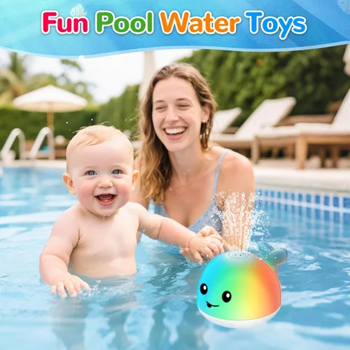 Miniatura 2 de Juguetes de baño para bebés, juguete de baño iluminado en forma de ballena con aspersor para bebés de 6-12-18 meses, juguetes de baño para niños