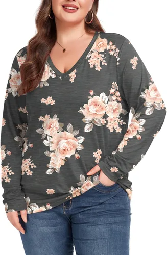 Miniatura 3 de Camiseta básica de manga larga para mujer, cuello en V, ajuste holgado