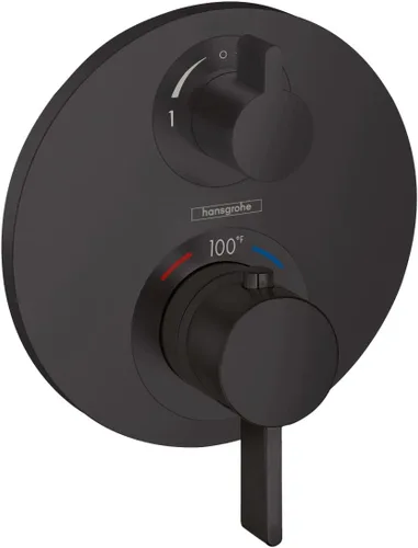 Miniatura 7 de hansgrohe Ecostat S 15757341 - Moderna válvula de ducha termostática con control de temperatura en cromo negro cepillado