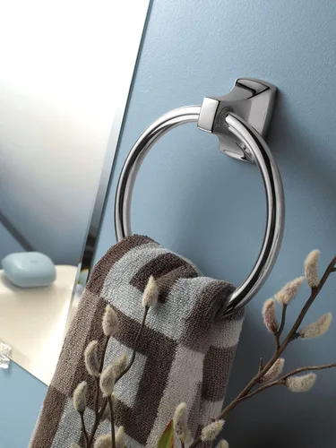Miniatura 6 de Moen Donnor Collection P5860 - Toallero de mano de baño contemporáneo cromado de 6.25 pulgadas de diámetro, montaje en pared