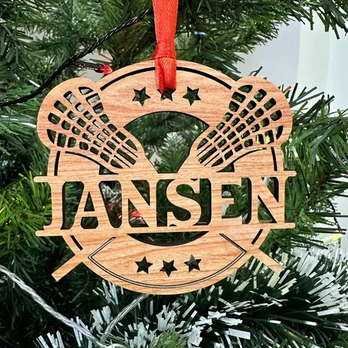 Miniatura 2 de Adorno personalizado de palos de lacrosse – nombre personalizado, adorno LAX, adornos de equipo de Lacrosse y jugador, decoración de regalo