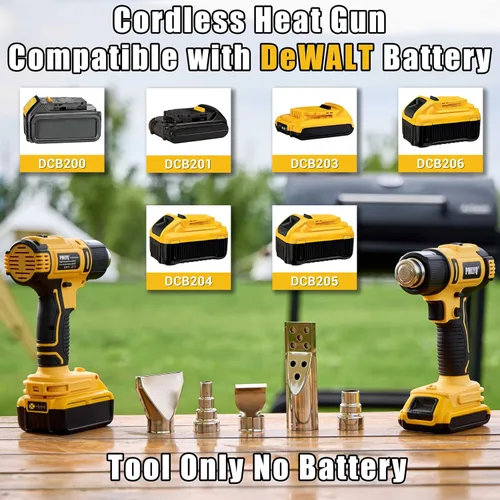 Miniatura 2 de Pistola de Calor Inalámbrica para Batería Dewalt 20v, Pistola de Aire Caliente de Soldadura de Calentamiento Rápido 350W, Configuración de 2