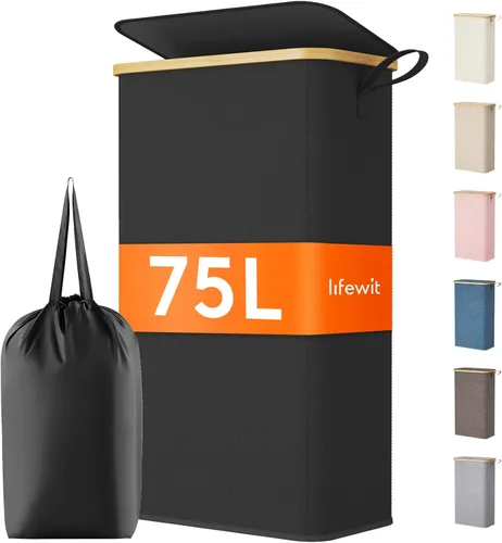 Miniatura 24 de Lifewit Cesto de Ropa Sucia Doble de 120L con Tapa, Cesto Grande Dual para Ropa Sucia con Bolsas Removibles, 2 Secciones Cestos Estéticos para Ropa