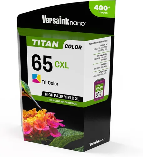 Miniatura 2 de Cartucho de tinta Nano 65 CXL Titan Tri-Color de 65 y 65 XL, funciona con Deskjet 3700 Series, Serie 2600, Serie Envy 5000