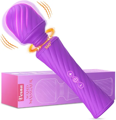 Potente mini vibrador de tamaño de bolsillo, MEANINS Verna, vibrador de varita con cabeza flexible, varita vibradora con motor silencioso, silicona