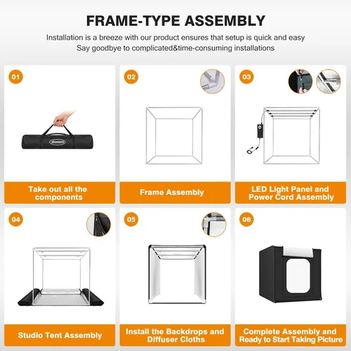 Miniatura 8 de Caja de luz para estudio fotográfico de 32"x32" con 100 LED y 6 fondos de colores, caja de fotos con luces, caja de imagen plegable para fotografía