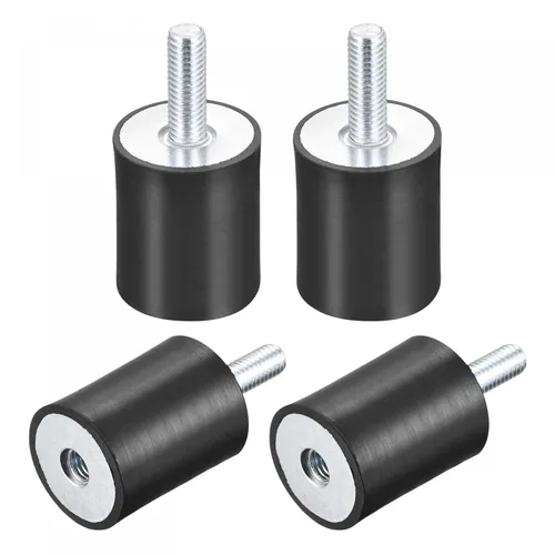Miniatura 12 de uxcell Amortiguador de choque D20mmxH15m m del aislador de la vibración del macho/femenino de los soportes 4pcs M6 de goma
