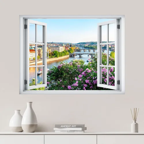 Miniatura 36 de SIGNWIN Adhesivo de pared removible/mural de pared para ventana, vegetación exuberante y árboles iluminados por el sol, fotografía, realismo