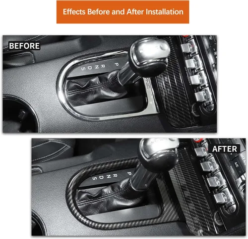 Miniatura 2 de JeCar Cubierta interior del panel de cambio de marchas de fibra de carbono Mustang Ajuste para Ford Mustang 2015-2023