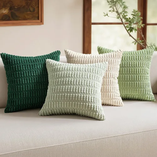 Miniatura 29 de MIULEE Juego de 4 fundas de almohada decorativas de pana estilo bohemio de primavera de 18 x 18 pulgadas para sofá, sala de estar, sofá y cama