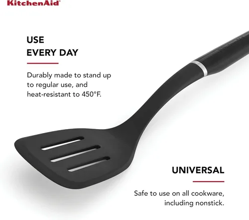 Miniatura 4 de KitchenAid Juego clásico de cuchara y espátula ranurada, color negro