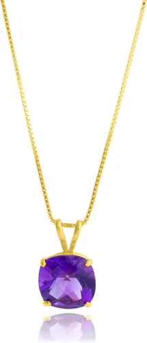 Miniatura 41 de MAX + STONE Cushion Cut Gemstone Necklace 8mm Solitaire Birthstone Necklace for Women Gemstone Pendant Necklaces with 18 inch Box Chain
