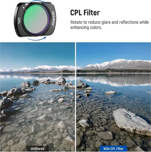 Miniatura 3 de NEEWER ND & CPL Kit de Filtros para Pocket 3 (Paquete de 3), ND4 ND8 CPL Juego de Filtros Polarizadores de Densidad Neutra Magnéticos con Vidrio