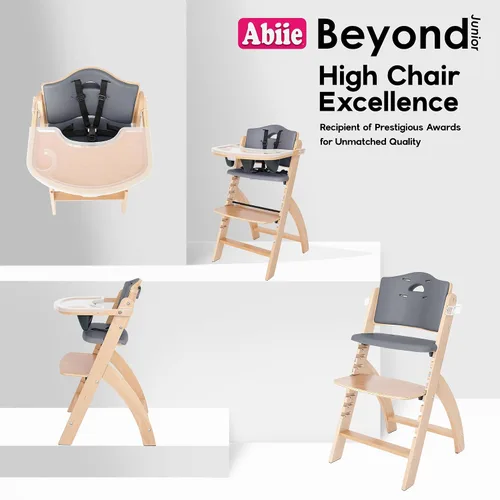 Miniatura 6 de Silla alta de madera Abiie Beyond Junior con bandeja - Trona ajustable y convertible para bebés y niños pequeños - De 6 meses a 113 kg - Resistente