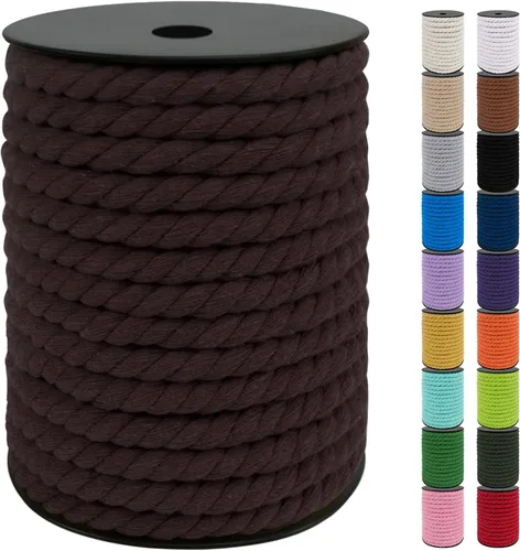 Miniatura 56 de JeogYong Cordón de macramé de 8mm, cuerda de lana de macramé de algodón natural de 131 pies, cordón de algodón trenzado de 3 hebras, hilo de macramé