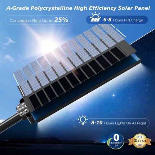 Miniatura 4 de Luces solares de calle de 8000 W para exteriores, gran angular, luces solares al aire libre del atardecer al amanecer, luz de estacionamiento