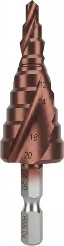 Miniatura 11 de Broca escalonada de cobalto M35 de 0.118-0.472 in (9 escalones), 5% HSS Co de alta velocidad de acero de alta velocidad con vástago hexagonal de 1/4