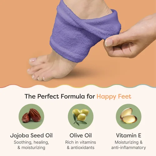Miniatura 4 de ZenToes Calcetines de talón hidratante, 2 pares de calcetines de spa con forro de gel para curar y tratar talones secos y agrietados mientras Lila