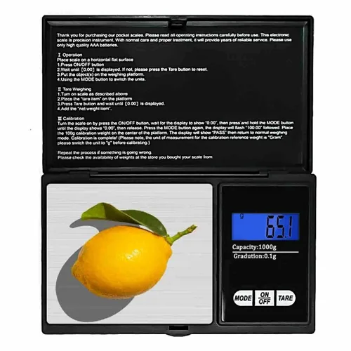 Báscula de bolsillo digital de pesar gramos, 35.27 oz x 0.00 oz, báscula digital de gramos, báscula de alimentos, báscula de joyería, color negro,