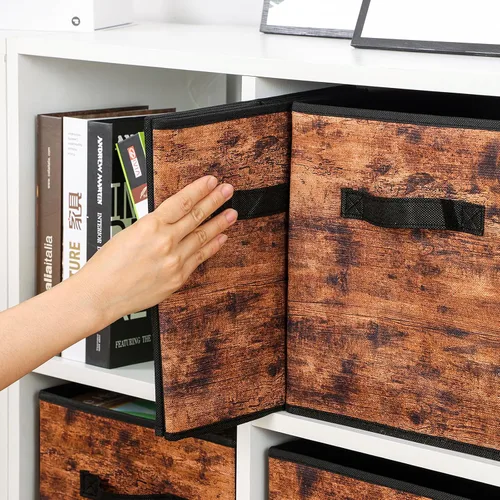 Miniatura 7 de Stero Cubos de almacenamiento de tela, paquete de 3 contenedores plegables con asa, cestas de almacenamiento de 11 pulgadas caja para estantes