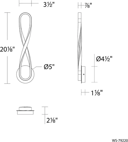 Miniatura 2 de WAC Lighting dweLED, aplique de pared LED Marise de 5 pulgadas 3000 K en negro