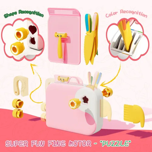 Miniatura 3 de Herramientas de Cocina Montessori para Niños Pequeños, Cuchillo para Niños para Cocina Real, Juego de Cuchillos para Niños Pequeños con Caja de Rosa