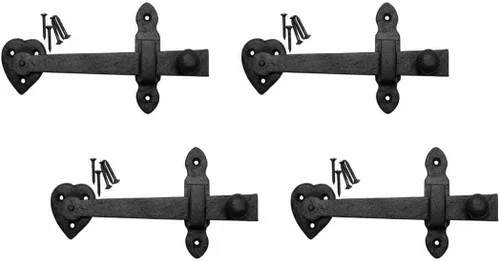 Miniatura 17 de Renovators Supply Manufacturing Cerradura de puerta de hierro forjado negro de 6.5 pulgadas con herrajes de montaje