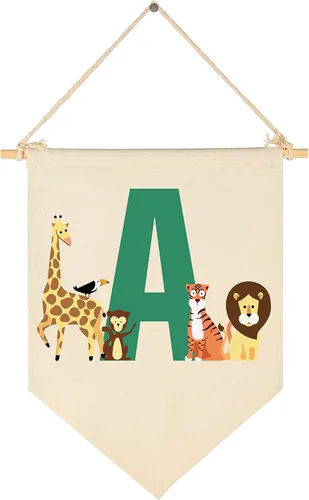 Bandera personalizada de animales del bosque, regalos para bebé, niño, niña, recién nacido, banderín de safari de selva, letrero de pared, regalos