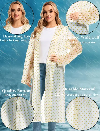 Miniatura 99 de 2 abrigos de lluvia de Borogo para adultos, chaquetas de lluvia reutilizables para hombres y mujeres