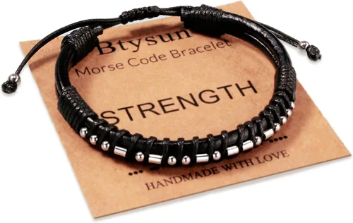 Miniatura 19 de Regalos inspiradores para hombres, pulseras con código morse, pulseras para hombre, regalos de graduación para él, Día del Padre, pulsera de cuero