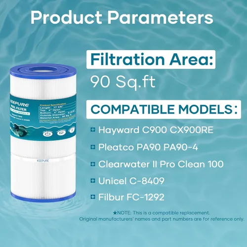 Miniatura 2 de Cartucho de filtro de piscina C900 de repuesto para cartucho de filtro PA90, CX900RE, CX900-RE, C-8409, FC-1292, PXC95, 90 pies cuadrados, 1 paquete