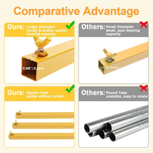 Miniatura 3 de Putros Soporte de Telón de Fondo Resistente de 8 x 8 pies, Kit de Tubería Dorada y Cortina, Soporte de Telón de Fondo de Metal Ajustable para Oro