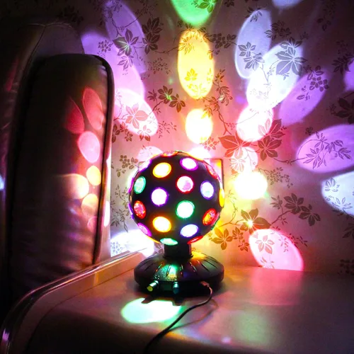 Miniatura 7 de Proyector de luz nocturna LED de bola de discoteca giratoria de 360°, lámpara ajustable de brillo para fiestas, iluminación, Halloween, Navidad