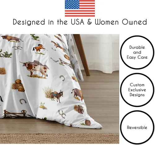 Miniatura 6 de Sweet Jojo Designs Juego de edredón individual de 2 piezas (vaquero occidental) para niños, ropa de cama para niños, ropa de cama en una bolsa