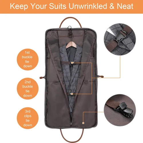 Miniatura 2 de Bolsa de ropa de mano para viajes de negocios, S-ZONE lona cuero para hombre