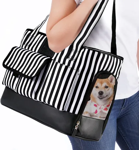 Miniatura 10 de Transportador de Gatos, Transportador de Perros, Transportador de Mascotas, Bolso de Perro de Cuero PU Premium Impermeable Plegable de Tela Oxford