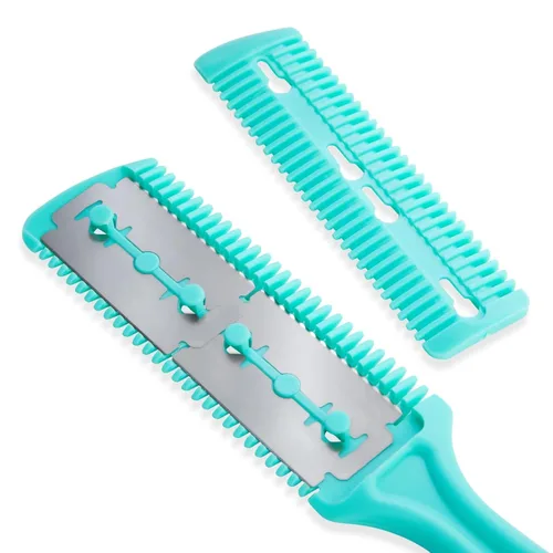 Miniatura 6 de Glamlily Juego de peine de afeitar para adelgazar el cabello, recortadora de extremo dividido, peine adelgazante sin esfuerzo, paquete de 4 a 7.1 x