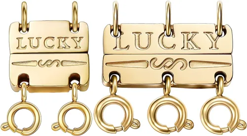 Miniatura 7 de Dailyacc Collar de la suerte, cierre de capas de oro de 18 quilates y plata, múltiples cierres de collar fuertes para separador de aspecto en capas