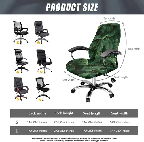 Miniatura 7 de Green Leaf - Fundas para sillas de oficina en casa, fundas elásticas para sillas de escritorio de computadora, respaldo alto, universales, fundas