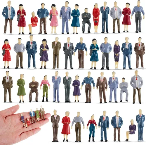 Juexica 30 Piezas Figuras de Mini Personas 1:50 Escala Modelo de Trenes Arquitectónico Figuras de Personas Pintadas Figuras de Miniatura de Plástico