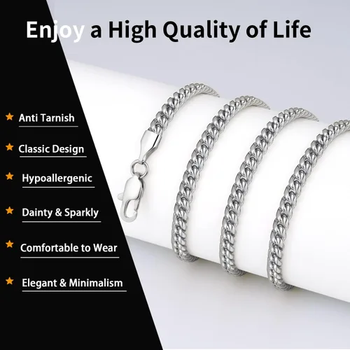 Miniatura 2 de Momlovu Silver Chain Gold Chain for Men Boys, 18K Gold Plated Men's Necklaces Chain Cuban Link Chain for Men 4mm6mm 1820222426inch